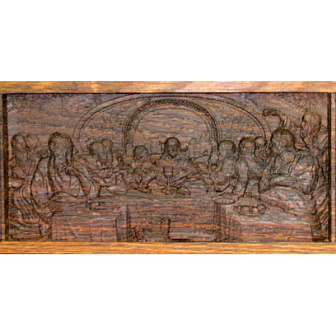 Полка для икон одноярусная угловая "Тайная вечерия", мореный дуб