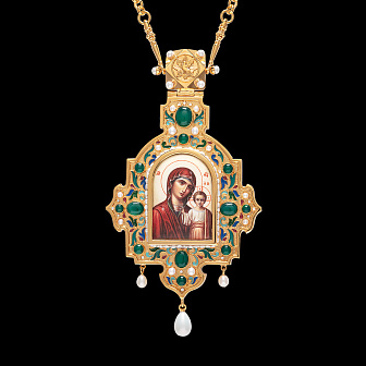 Панагия №1415 / Фианиты деколь, эмаль / золочение