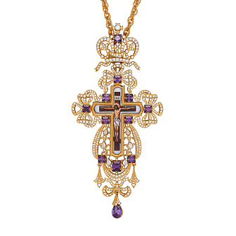 Крест наперсный №209 / Фианиты деколь / золочение