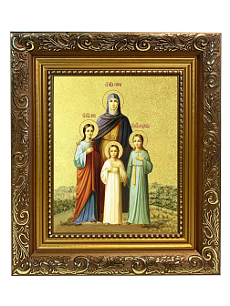 Икона "Вера, Надежда, Любовь и мать их София", свв. мцц., с золочением поталью, 10045-УЛ