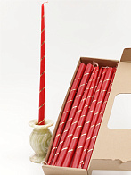 Свечи золоченые конусные №55, СПИРАЛЬ (Золото), КРАСНЫЕ (24шт)