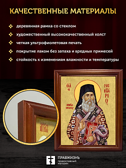 Икона Нектарий Эгинский митрополит, деревянная рамка со стеклом 15х18х2 см 406