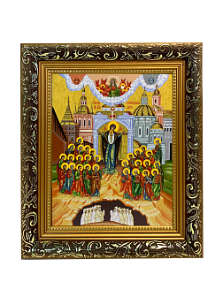 Икона Непроходимая Дверь Божия Матерь на холсте в киоте 1106