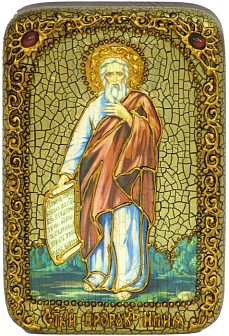 Настольная икона ''Пророк Илия Фесфитянин'' на мореном дубе