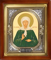 Икона в киоте 18х24 сложный, темпера, риза-рамка №1 Матрона