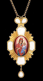 Панагия №166 / золочение / серебро эмаль на перламутре (УИН)