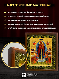Икона Божией Матери Всех Скорбящих Радость, деревянная рамка с басмой и стеклом 18х21х2,5 см 153 Икона Божией Матери Всех Скорбящих Радость, деревянная рамка с басмой и стеклом 18х21х2,5 см 153