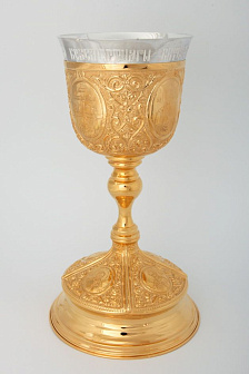 Потир 1.0л гальванопластика №15 / золочение / серебряный стакан (УИН)