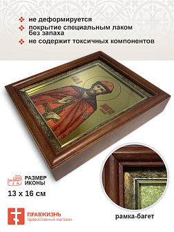 Икона Дмитрий Донской благоверный князь с золочением в киоте 18х21х4 см