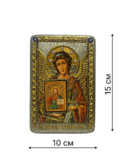 Настольная икона ''Ангел Хранитель'' на мореном дубе