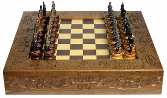 Шахматы исторические эксклюзивные с фигурами из цинкового сплава покрашенными в полу коллекционном качестве