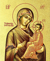 Икона Божией Матери Тихвинская с золочением, деревянная рамка со стеклом 15х18х2 см 150