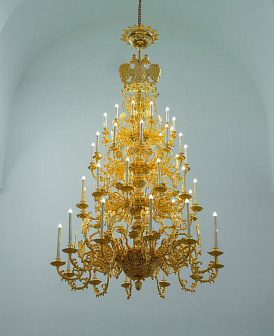 Паникадило 4 яруса 48 свечей с орлом золочение