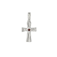 Крест "Элегантный", серебро 925°, гранат серебро 925 пробы, гранат