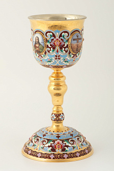 Потир 1.0л 4-финифти, филигрань, эмаль "№1" / золочение / мельхиоровый вкладыш