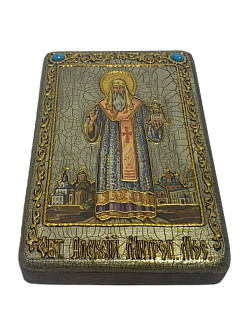 Настольная икона ''Святитель Алексий, митрополит Московский и всея России чудотворец'' на мореном ду