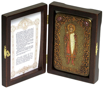 Настольная икона ''Святой благоверный князь Борис'' на мореном дубе