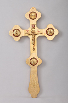 Крест напрестольный №1-2 сложный №2 с литыми накладками золочение