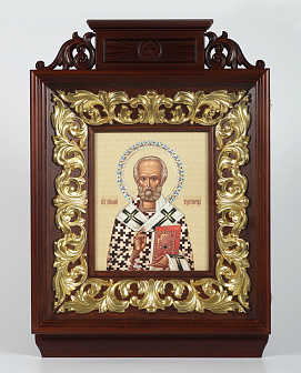 Икона фото в киоте 24х30 объемная печать, киот №9 Николай Чудотворец Икона фото в киоте 24х30 объемная печать, киот №9 Николай Чудотворец