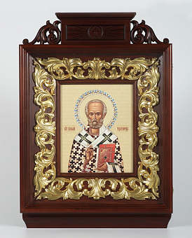 Икона фото в киоте 24х30 объемная печать, киот №9 Николай Чудотворец Икона фото в киоте 24х30 объемная печать, киот №9 Николай Чудотворец