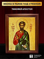 Икона Тимофей апостол, деревянная рамка со стеклом 15х18х2 см 138