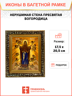 Икона Нерушимая Стена Божия Матерь на холсте в киоте 191