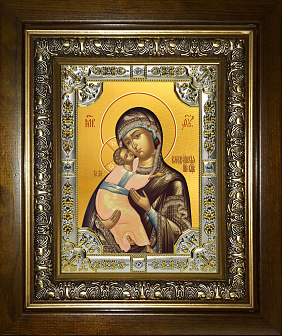 Икона Владимирская Божией Матери в деревянном киоте