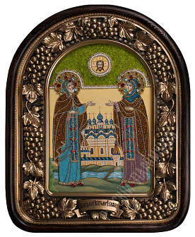Икона ''Святые благоверные Петр и Феврония'' из бисера