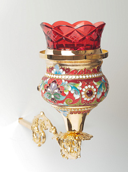 Лампада на кронштейне греческая эмаль / золочение Лампада на кронштейне греческая эмаль / золочение