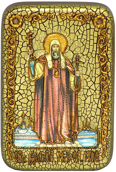 Настольная икона ''Святитель Филипп, митрополит Московский'' на мореном дубе