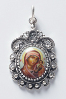 Икона нательная №22 деколь серебро Казанская БМ