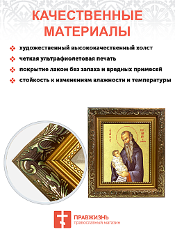 Икона "Стилиан Пафлагонский", св. прп., с золочением поталью, 09С10-УЛ Икона "Стилиан Пафлагонский", св. прп., с золочением поталью, 09С10-УЛ