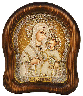 Икона ''Пресвятая Богородица Вифлеемская'' из бисера и жемчуга