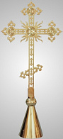Крест на купол ажурный средний с шаром и конусом золочение