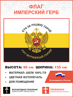 Флаг 285 Кто за Родину горой тот истинный герой 90х135 материал шелк для помещений