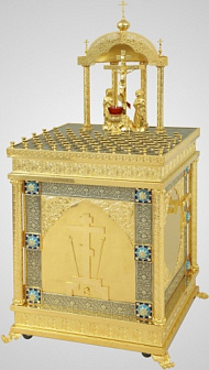 Стол панихидный №20 на 80 свечей каменная накладка золочение эмаль