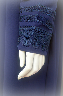 Погребальный комплект Стандарт №7: платье, палантин и платочек в руку. Тонкий плательный габардин темно-синего цвета