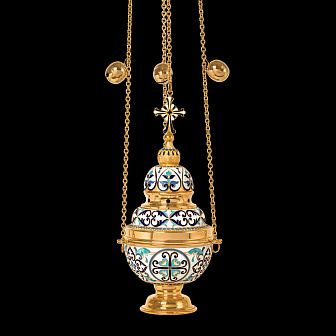 Кадило круглое №3 филигрань, эмаль / золочение