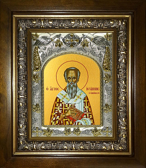 Икона Иоанн Милостивый Патриарх Александрийский святитель (Иван), в деревяном киоте