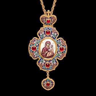 Панагия филигрань №0017 двойной рант, эмаль, роспись, финифть / золочение