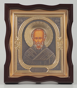 Икона в киоте 18х24 фигурный №4 темпера, риза комбинированная (зол+патин) Икона в киоте 18х24 фигурный №4 темпера, риза комбинированная (зол+патин)