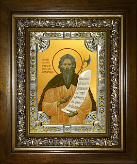 Икона блаженный Лаврентий Калужский Христа ради юродивый в деревянном киоте