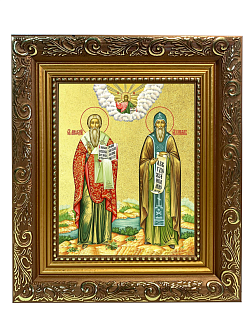 Икона "Кирилл и Мефодий", свв. равноапп., учители словенские, с золочением поталью, 09057-УЛ