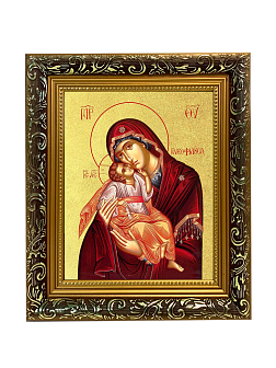 Икона Божией Матери "Гликофилуса (Сладкое Лобзание)" с золочением поталью, 03013-УЛ