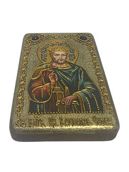 Подарочная икона ''Святой Благоверный князь Вячеслав Чешский'' на мореном дубе