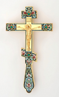 Крест напрестольный малый литьевое распятие, роспись / золочение Крест напрестольный малый литьевое распятие, роспись / золочение