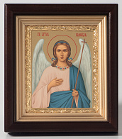 Икона в киоте 11х13 сложный, темпера, рамка золочёная Ангел Хранитель 1