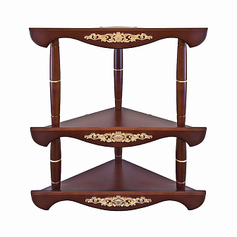 Полка для икон деревянная трехъярусная угловая с узором Полка для икон деревянная трехъярусная угловая с узором