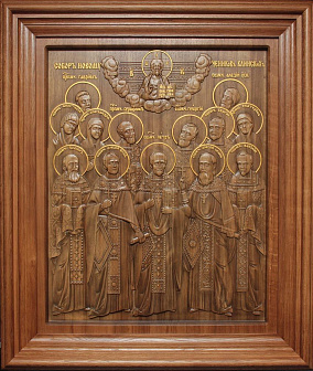 Икона резная Клинские Святые