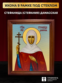 Икона Стефанида Стефания мученица, деревянная рамка со стеклом 15х18х2 см 202